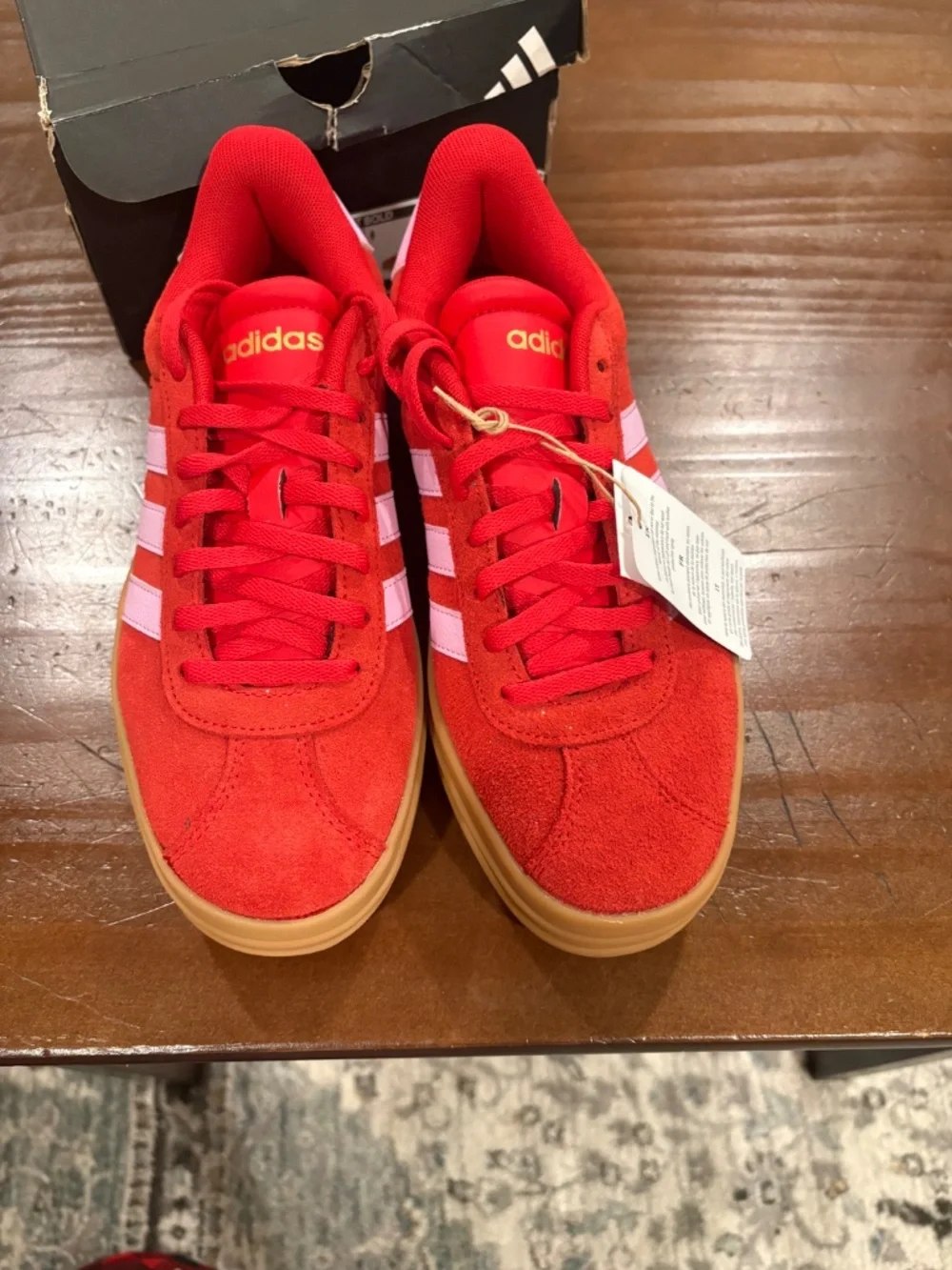adidas VL Court Bold Platform Sneaker Women’s Red/Pink Size 6.5 New In Box
